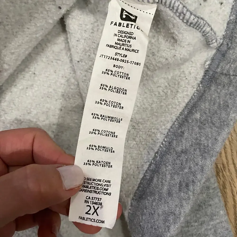 Fabletics Charlee Pullover Hoodie Gray Fleece Flowy Oversized Women's 2X